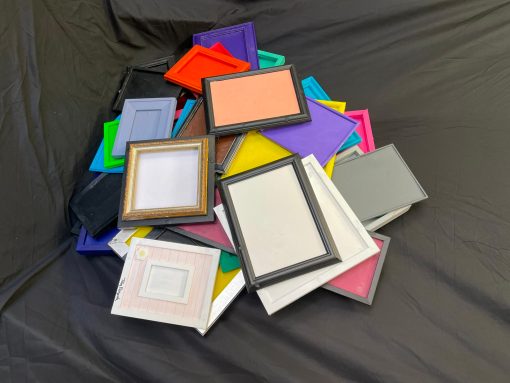 I’ve Been Framed by Tom Pergola, an assemblage of colorful frames